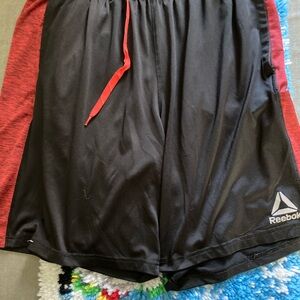 Reebok Black and Red Men's Athletic Shorts